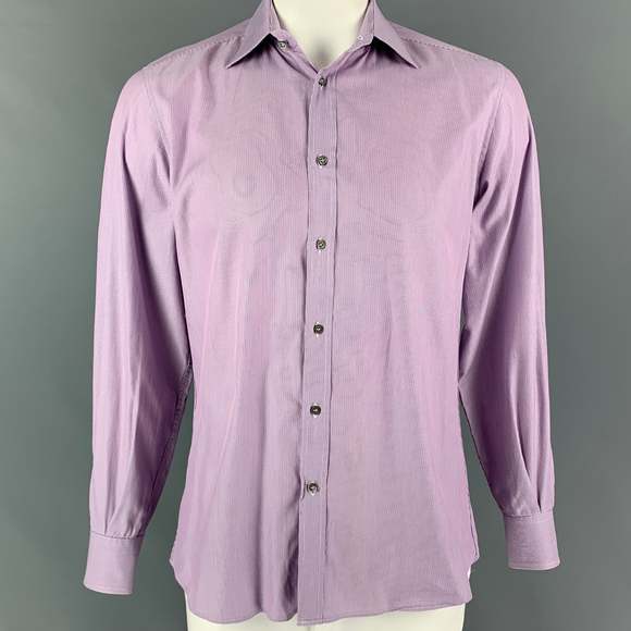 KITON Size L Cream, Black &  Blue Stripe Cotton Button Down Long Sleeve Shirt main image 0
